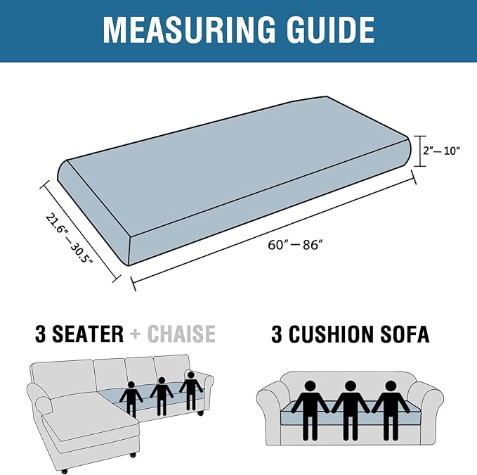 H.VERSAILTEX Super Stretch Individual Seat Cushion Covers Sofa Covers Couch Cushion Covers Slipcover Sets Thick Jacquard Textured Twill Fabric (1 Piece Sofa Cushion Cover, Black)