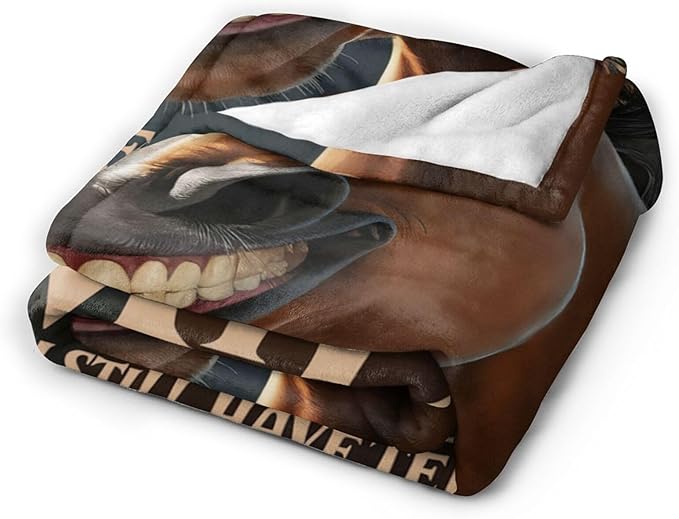 Funny Horse Throw Blanket Soft Fleece Blanket Men Women Gift for Kids Boys Girls for Party Couch Sofa Bed Deco Blankets 60x50 Inches