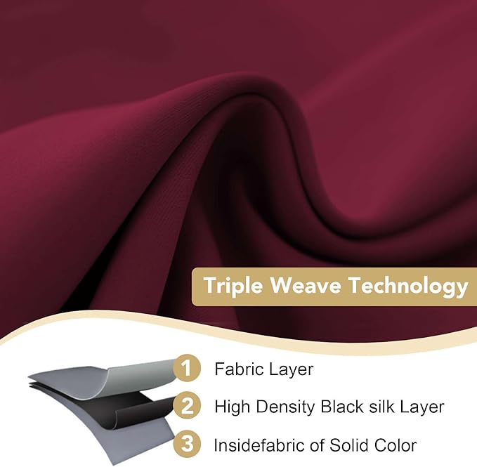 H.VERSAILTEX Curtains Ultra Sleep Well Microfiber Blackout Thermal Insulated Grommet Drapery Panels Energy Efficient Window Curtains/Drapes for Christmas (Set of 2, Burgundy, 52 x 96 Inch)