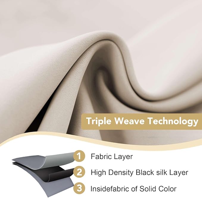 H.VERSAILTEX Thermal Insulated Blackout Window Panels Microfiber Formaldehyde-Free Kids Curtains for Holiday Season Home Decoration,Grommet Top,52 by 96 - Inch - Natural - Set of 2