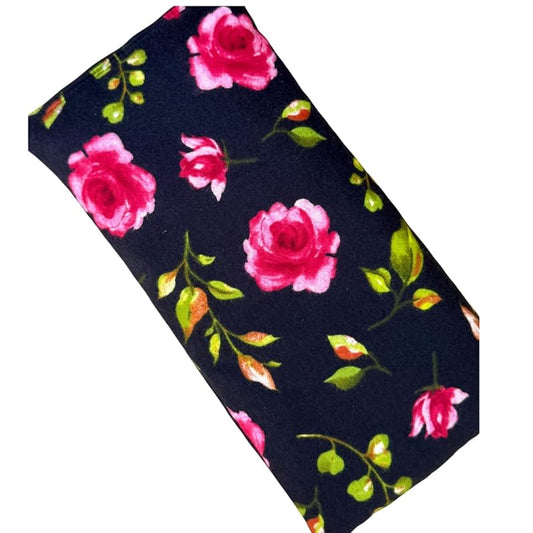Large Microwave Heating Pad with Flax Seed, Scented or Unscented, Good For Back Pain or Cramps, Moist Heat Therapy or Ice Pack, Microwavable Bean Bag, 6" x 12" (Roses, Chamomile)