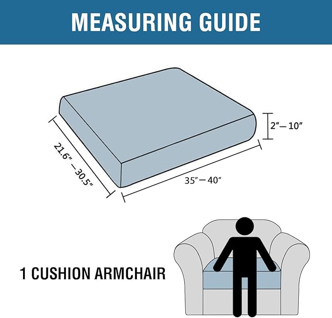 H.VERSAILTEX Super Stretch Individual Seat Cushion Covers Sofa Covers Couch Cushion Covers Slipcover Sets Thick Jacquard Textured Twill Fabric (1 Piece Chair Cushion Cover, Porcelain)