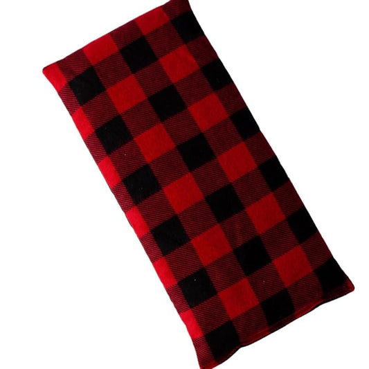 Large Microwave Heating Pad with Flax Seed, Scented or Unscented, Good For Back Pain or Cramps, Moist Heat Therapy or Ice Pack, Microwavable Bean Bag, 6" x 12" (Red and Black, Peppermint)
