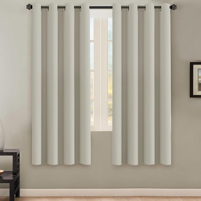 H.VERSAILTEX Solid Grommet Thermal Insulated Blackout Curtain Panels/Drapes,52Wx72L - Inch (Set of 2,Ivory/Cream Pattern)