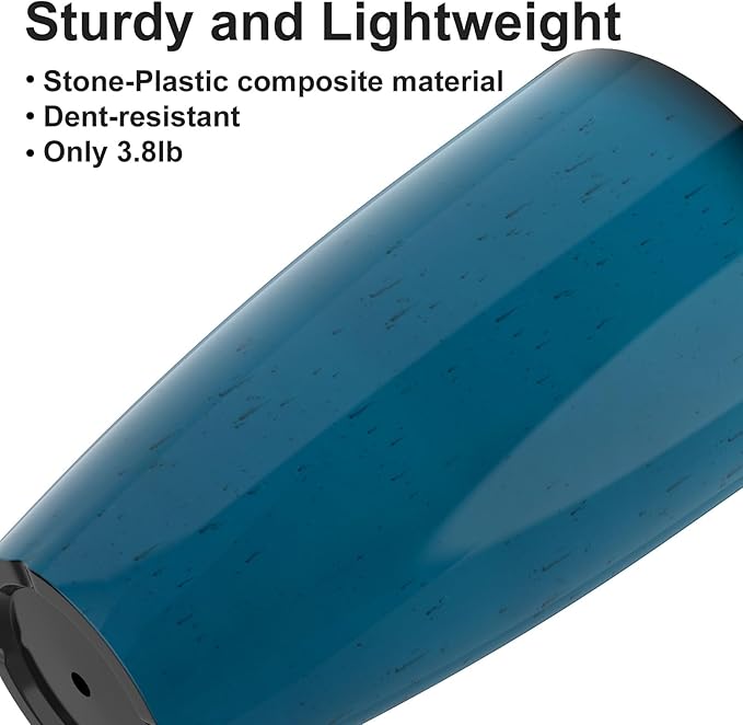 GameXcel Tall Flower Pot Indoor - Outdoor Plant Pot - Turquoise Glossy Planter - Elegant Stone Imitation - 12" Diameter 21" Tall with Drainage Holes and Saucer 2Pack