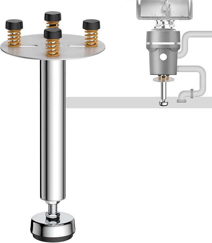 Garbage Disposal Support, Adjustable Spring Shock Absorber Bracket (11.02-14.56inch (28-37cm)), Holds Up tp 440lbs, Stainless Steel Noise Reduction Installation Kit