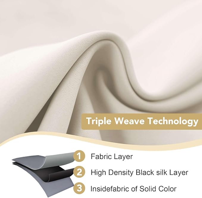 H.VERSAILTEX Room Darkening Curtains for Living Room Light Reducing Thermal Insulated Window Treatment Panels/Drapes Grommet Top 2 Panels (Ivory - 52 x 84 Inches)