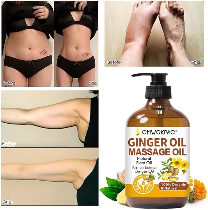 Ginger Oil,Ginger Massage Oil for Lymphatic Drainage,Natural Body Oil for Skin,Arnica Oil,Sore Muslce Massage Oil,Spa Ginger Oil-Warming and Relaxing for Mothers Day Gifts&Fathers Day Gift
