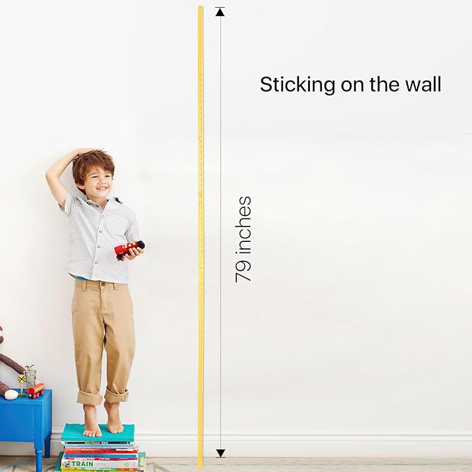 Growth Chart for Wall, Children Height Measurement,3D Removable Growth Height Chart,Splicing Height Ruler for Kids Baby Nursery 79 inch (Yellow)