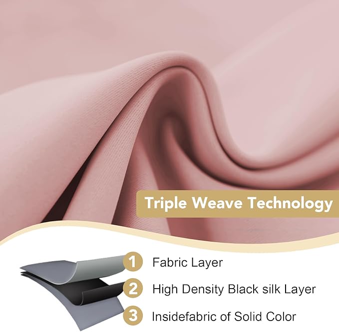 H.VERSAILTEX Blackout Curtains for Bedroom Thermal Insulated Room Darkening Living Room Curtains 63 Inch Long Grommet Privacy Protection Window Curtain Panels/Drapes for Nursery, 2 Panels, Baby Pink