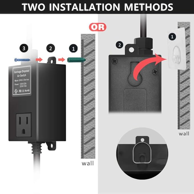 Garbage Disposal Air Switch Kit for SinkTop Waste Disposal with Stainless Steel Polished Long Air Button by briidea