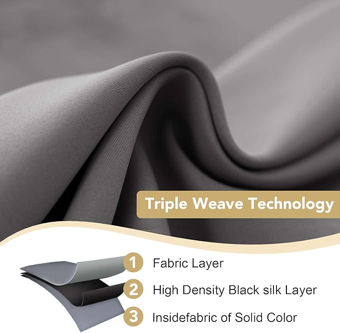 H.VERSAILTEX Blackout Curtains for Bedroom Thermal Insulated Room Darkening Living Room Curtains 72 Inch Long Grommet Privacy Protection Window Curtain Panels/Drapes, 2 Panels, Charcoal Grey