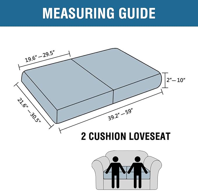 H.VERSAILTEX Super Stretch Individual Seat Sofa Covers Slipcover Sets Thick Jacquard Textured Twill Fabric (2 Piece Medium Sofa Cushion Covers, Navy)