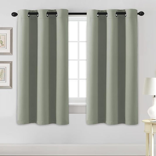 H.VERSAILTEX Blackout Curtains for Bedroom Thermal Insulated Room Darkening Living Room Curtains 63 Inch Long Grommet Privacy Protection Window Curtain Panels/Drapes for Nursery,2 Panels,Light Sage