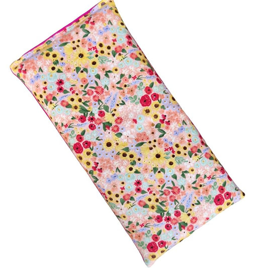 Large Microwave Heating Pad with Flax Seed, Scented or Unscented, Good For Back Pain or Cramps, Moist Heat Therapy or Ice Pack, Microwavable Bean Bag, 6" x 12" (Pink Floral, Lavender & Chamomile)