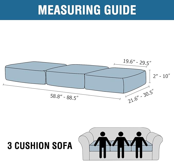 H.VERSAILTEX Velvet Stretch Couch Cushion Cover Plush Cushion Slipcover for Chair Loveseat Sofa Cushion Furniture Protector Seat Cushion Sofa Cover (3 Piece Sofa Cushion Covers, Grey)