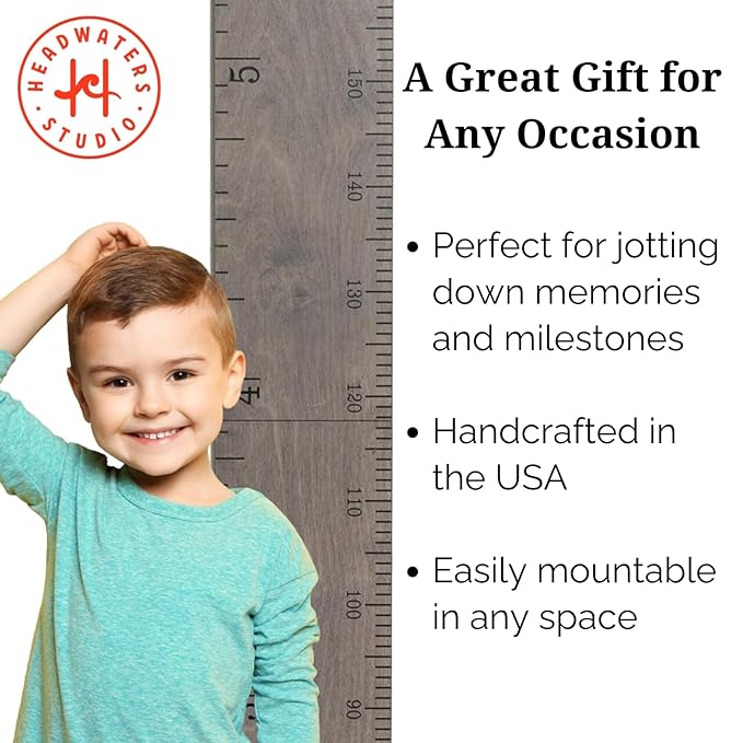 Growth Chart for Wall - Height Chart for Kids, Growth Chart for Kids, Measuring Board for Kids Height, Wooden Growth Chart for Wall, Height Measurement for Wall - Gray (63"x6.7")