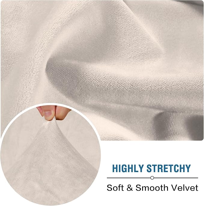 H.VERSAILTEX Velvet Stretch Individual Couch Cushion Cover Plush Cushion Slipcover for Loveseat Sofa Cushion Furniture Protector Seat Cushion Sofa Cover (1 Piece Sofa Cushion Cover, Ivory)