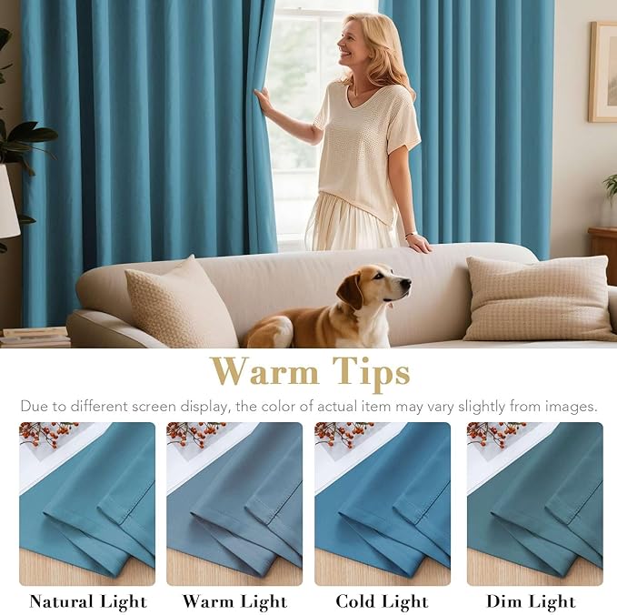 H.VERSAILTEX Premium Blackout Thermal Insulated Room Darkening Curtains for Bedroom/Living Room - Classic Grommet Top (2 Panels, Storm Blue, 52 Inch by 96 Inch)