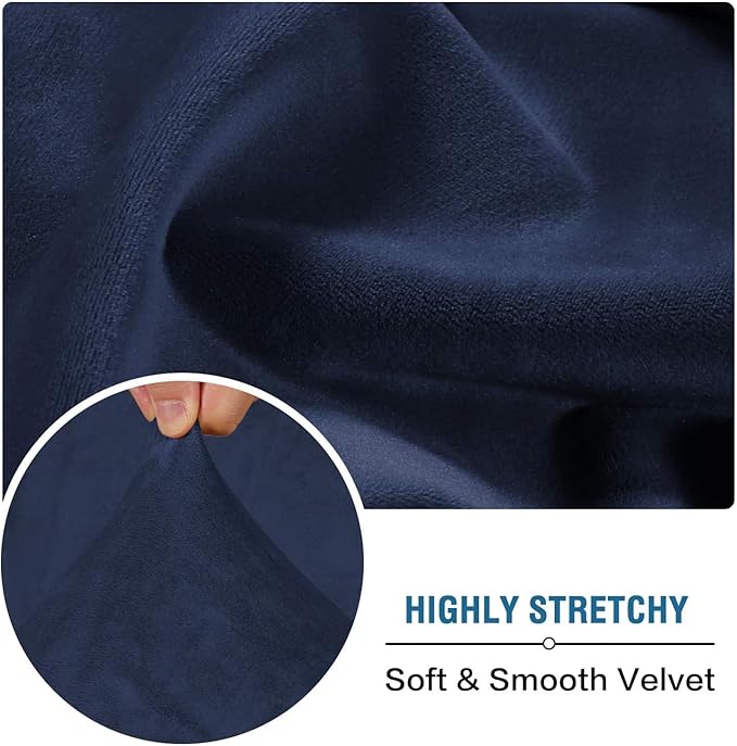H.VERSAILTEX Velvet Stretch Individual Couch Cushion Cover Plush Cushion Slipcover for Loveseat Sofa Cushion Furniture Protector Seat Cushion Sofa Cover (1 Piece Sofa Cushion Cover, Navy)