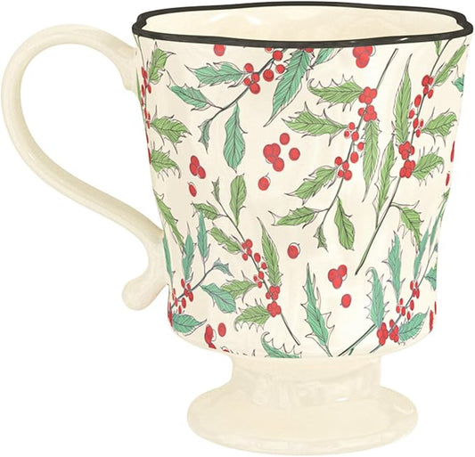 360ml -12.17oz Painted Cherry Fruit Ceramic Mug - Cute irish Coffee Glasses for Latte, Espresso - Gift for Women, Dishwasher Safe