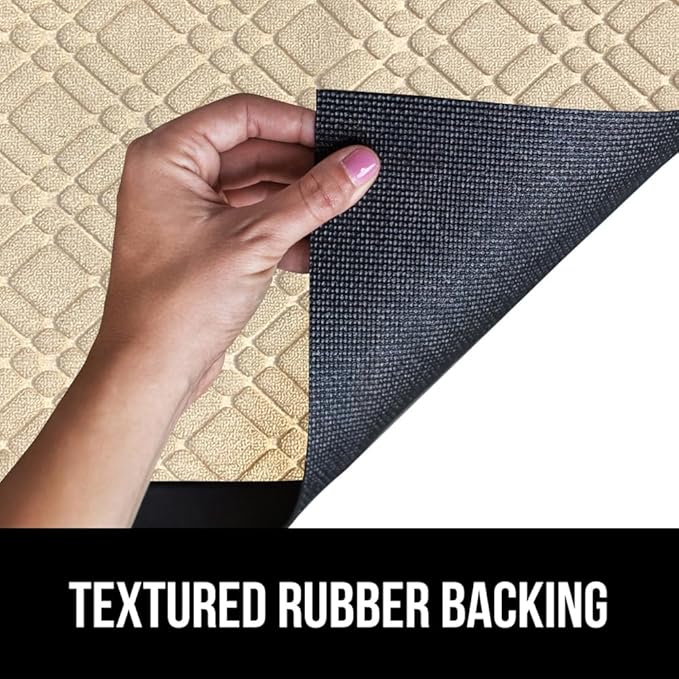 GORILLA GRIP 100% Waterproof All-Season WeatherMax Doormat 35x23, US Designed Natural Rubber, Stain and Fade Resistant, Low Profile Indoor Outdoor Door Mats, Easy Clean Patio Mat, Modern Latte