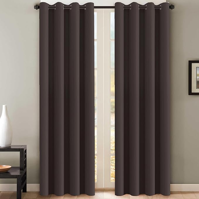 H.VERSAILTEX Three Pass Microfiber Blackout Thermal Insulated Grommet Panels Window Curtains/Drapes (Set of 2, Chocolate Brown, 52 x 96 Inch)