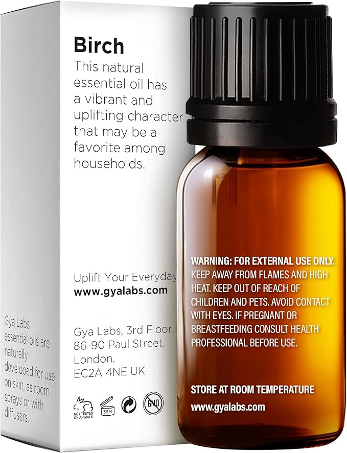 Gya Labs Birch Essential Oil for Diffuser - 0.34 Fl Oz - 100% Pure Natural Birch Oil for Skin, Massage, Perfumes＆Candle Making Scent