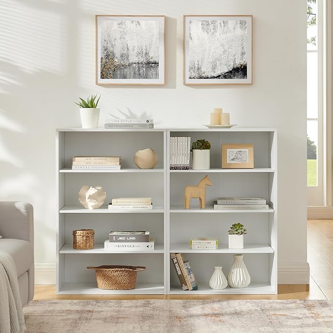 71 Inch Tall 8-Shelf Bookcase, Wood Bookshelf Storage Organizer Adjustable Shelf for Home Office Living Room, Converts into Two 4-Shelf Bookshelves, White