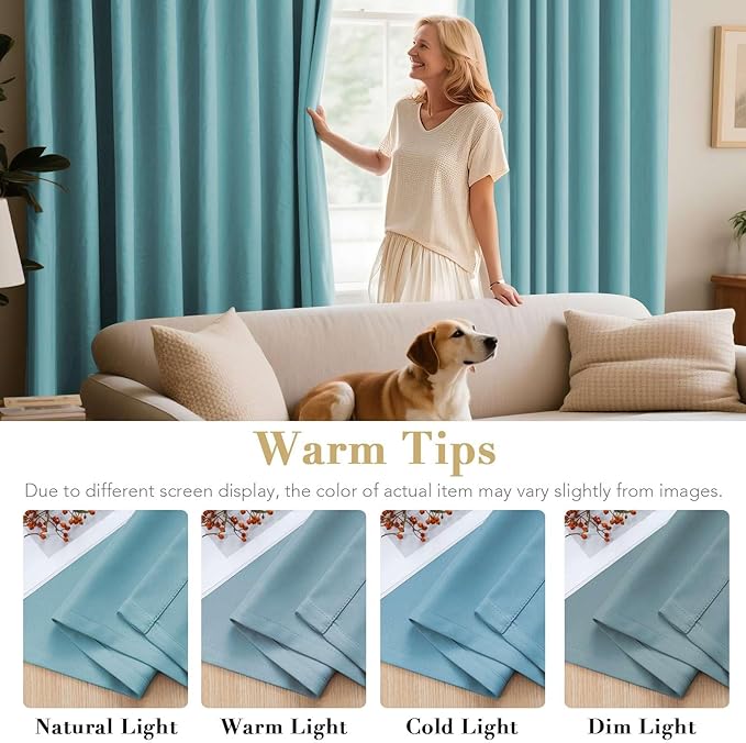 H.VERSAILTEX Thermal Insulated Blackout Drapes Soft and Smooth Microfiber Formaldehyde-Free Curtains for Nursery,Grommet Window Panels,52 by 84 - Inch - Aqua - Set of 2