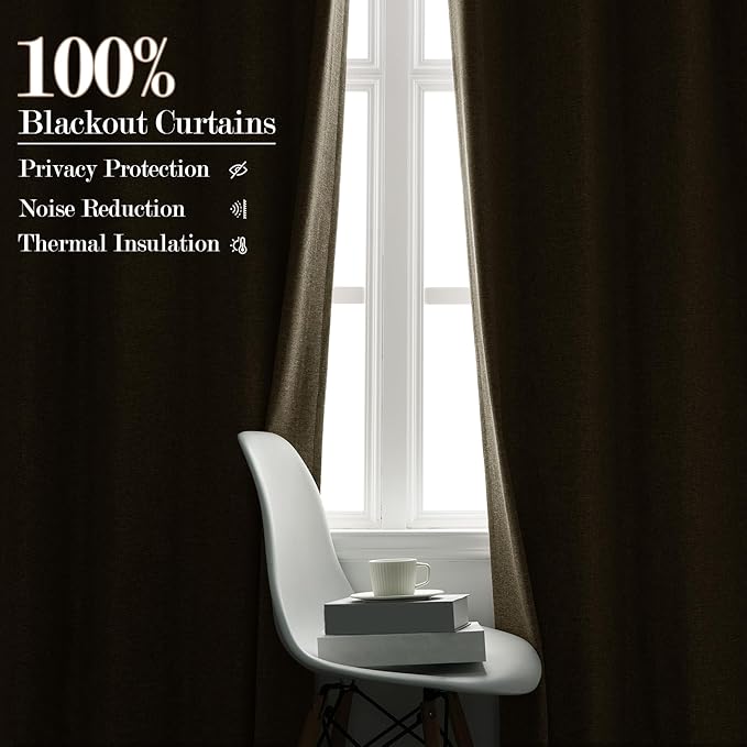 100% Blackout Linen Textured Drapes for Bedroom Pinch Pleated Curtains for Track System Portable Drapery for Sliding Glass Door/Storage/Space Room Divider, 70" Wx102 L, 1 PC, Ivory White