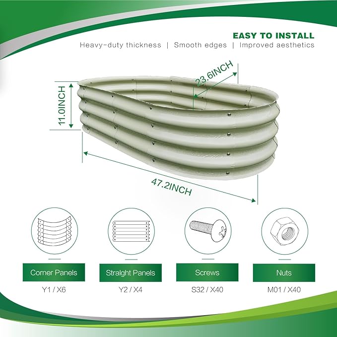 Gardmax 2 Pack Galvanized Raised Garden Bed, Lightweight Planter Boxes Outdoor with Easy Assembly, Large Garden Bed for Vegetables, Fruits, Flower