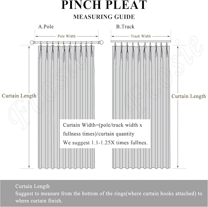 100" W x 96" L Faux Linen Room Divider Curtains, Full Blackout Pinch Pleated Drapes for Traverse Rod, Bedroom Divider Privacy Drapery with Hooks for Ceiling Track, 1 Panel, Sand Beige