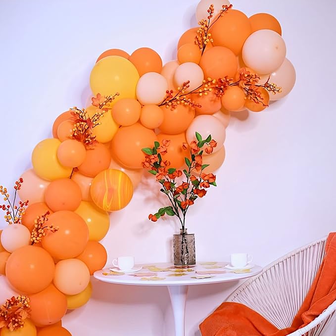 130pcs Orange Balloons Different Sizes 18" 12" 10" 5" Orange Matte Latex Balloons for Boys Girls Birthday Baby Shower Gender Reveal Wedding Gender Reveal Autumn Party Decorations