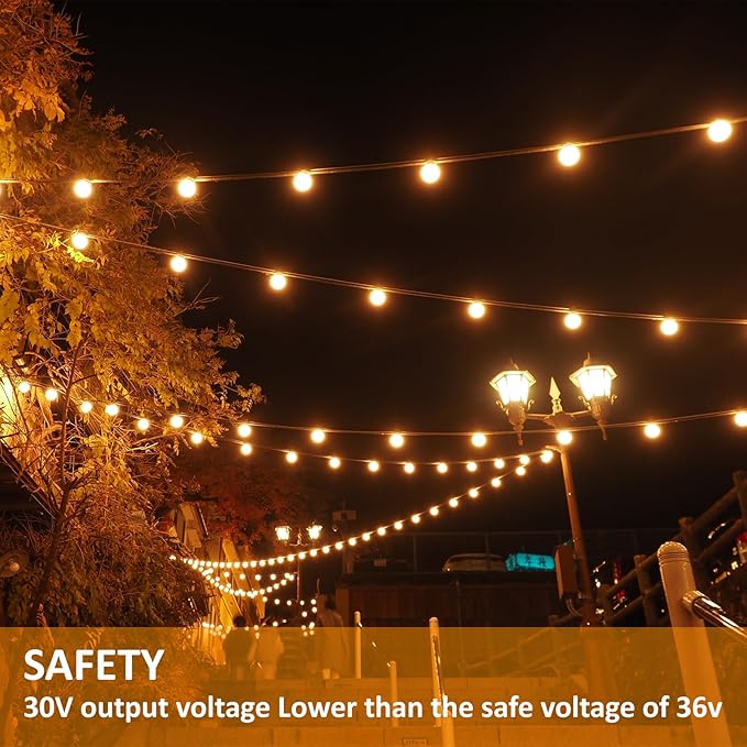 26 Ft LED Outdoor String Lights, Connectable Patio with 8Pcs Waterproof Vintage Edison Bulbs for Backyard, Balcony, Bistro Camping Outdoor Lighting
