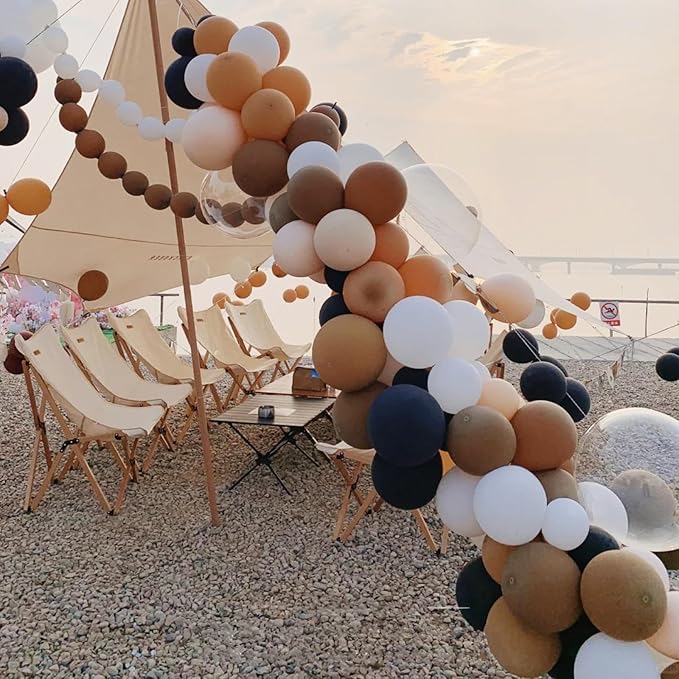 130pcs Coffee Brown Balloons Different Sizes 18" 12" 10" 5" Tan Latex Balloon Garland Arch Kit for Birthday Baby Shower Graduation Wedding Gender Reveal Anniversary Party Decorations
