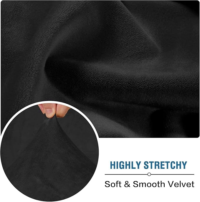 H.VERSAILTEX Velvet Stretch Individual Chaise Cover Sectional Couch Covers for L Shaped Sofa Both Left/Right Furniture Protector Seat Cushion Sofa Cover (1 Piece Chaise Cover, Black)