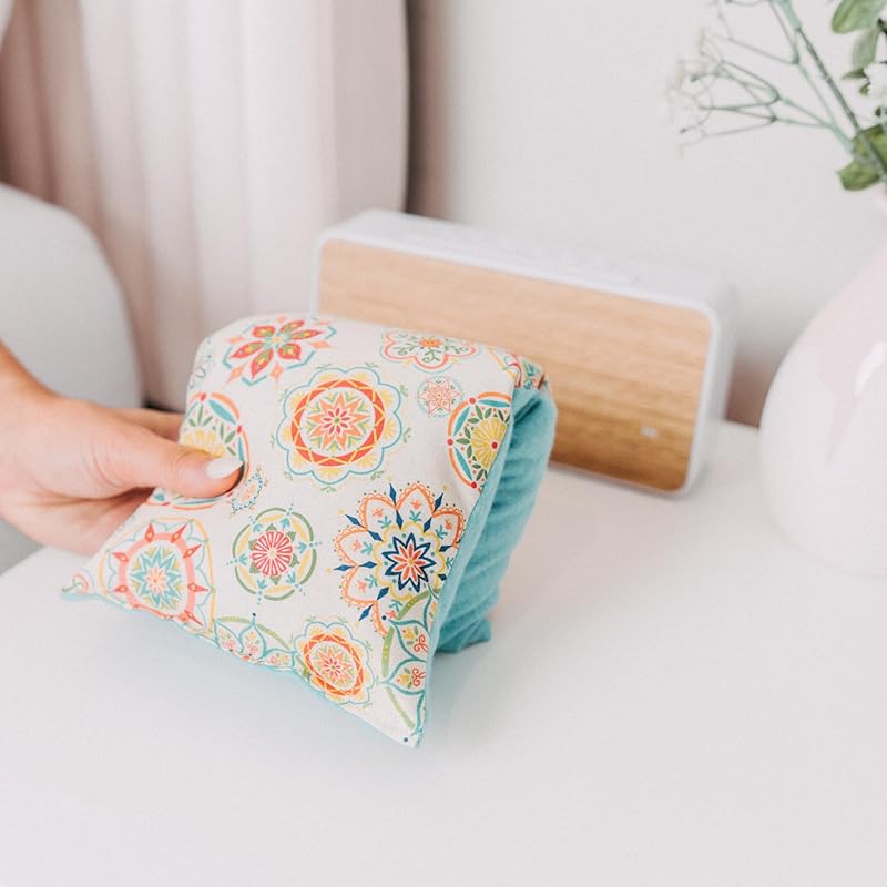 Large Microwave Heating Pad with Flax Seed, Scented or Unscented, Good For Back Pain or Cramps, Moist Heat Therapy or Ice Pack, Microwavable Bean Bag, 6" x 12" (Peach Floral, Peppermint & Chamomile)