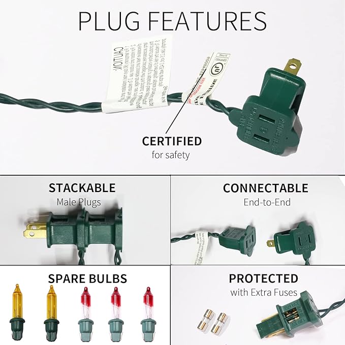 150LIGHTS Yellow Extra-Bright with End Connectors Christmas Decorative Lights 9.72m UL Certified Mini String Light Set Waterproof for Home Garden Holiday Christmas Tree Party Patio Wedding