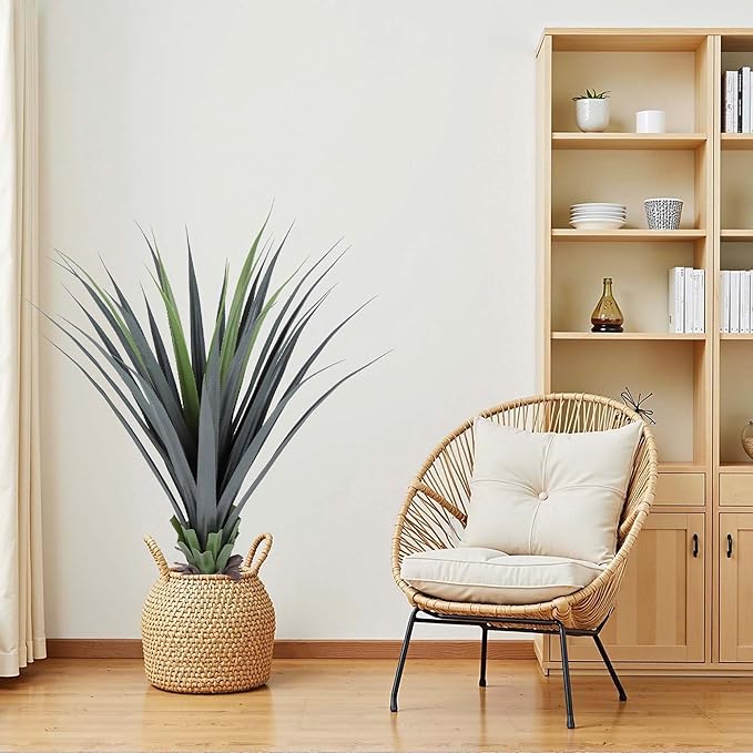 44inch Artificial Agave Plant Potted Plants Fake Agave Plant for Home Office Garden Indoor Outdoor Decoration (2PACK)