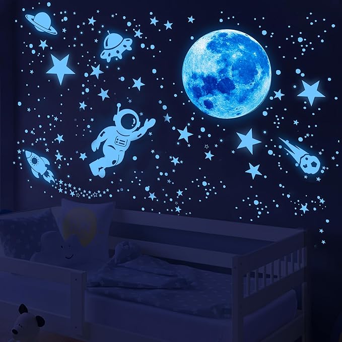 530Pcs Glowing Stars for Ceiling,Glow in The Dark Stars,Space Wall Decals Solar System Galaxy Planets Wall Stickers for Kids, Wall Decor for Girls Kids Bedroom Nursery Birthday Party Favor