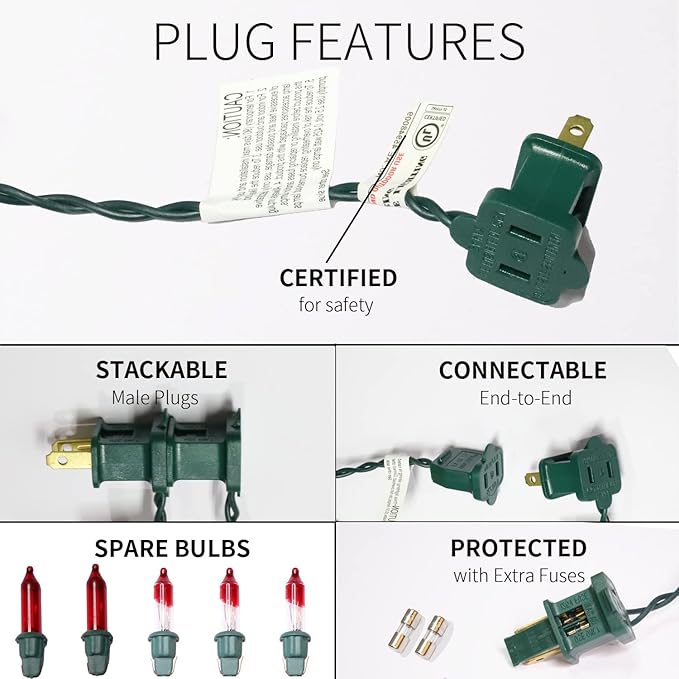 300LIGHTS(2*150L) RED Extra-Bright with End Connectors Christmas Decorative Lights 19.44m UL Certified Mini String Light Set Waterproof for Home Garden Holiday Tree Party Patio Decor Wedding