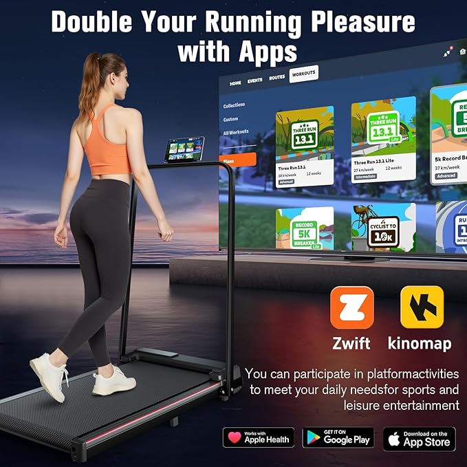 7.8MPH Incline Treadmill for Home, Walking Pad with Handle Bar, Under Desk Compact Treadmill with 350 Lbs Capacity, LED Display & APP, Remote Control, 3.0HP