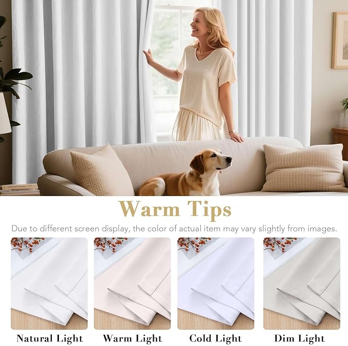 H.VERSAILTEX Thermal Insulated Room Darkening White Curtains for Bedroom/Living Room - Classic Grommet Top (2 Panels, 52 Inch by 54 Inch)