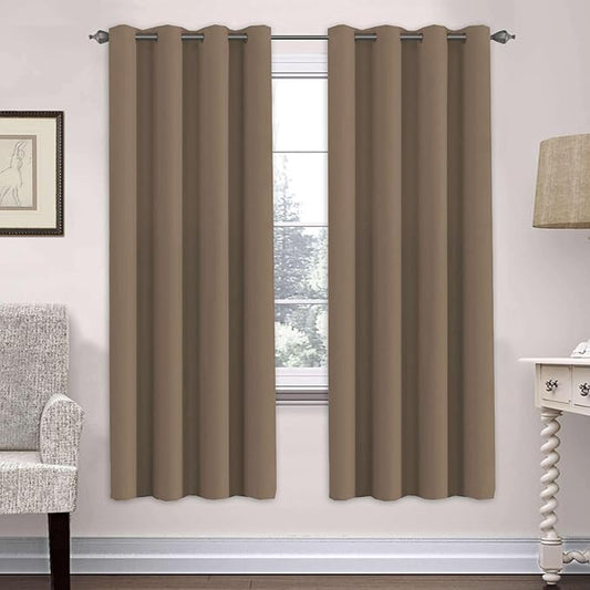 H.VERSAILTEX Ultra Soft Microfiber Thermal Insulated Antique Copper Grommet Blackout Curtains/Window Treatment Draperies 52 by 72 - Inch for Living Room/Bedroom, Set of 2 - Macchiato