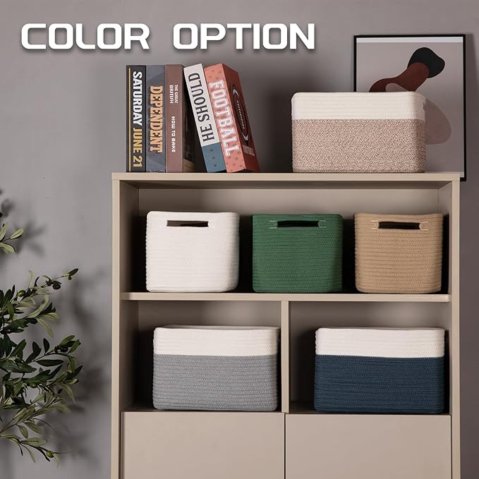 4 Pack Storage Baskets for Organizing, Woven Baskets for Shelves - Perfect for Toys, Books, Towels, and Clothes, Durable Gift Basket Bins Toy Storage, 12.7''L x9''W x7.8''H, White