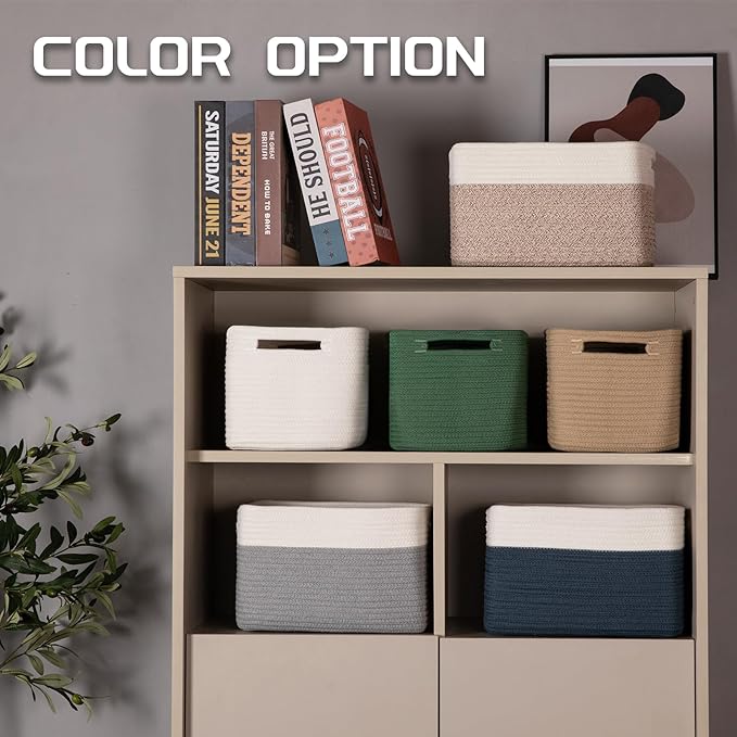 4 Pack Storage Baskets for Organizing, Woven Baskets for Shelves - Perfect for Toys, Books, Towels, and Clothes, Durable Gift Basket Bins Toy Storage, 12.7''L x9''W x7.8''H, Green