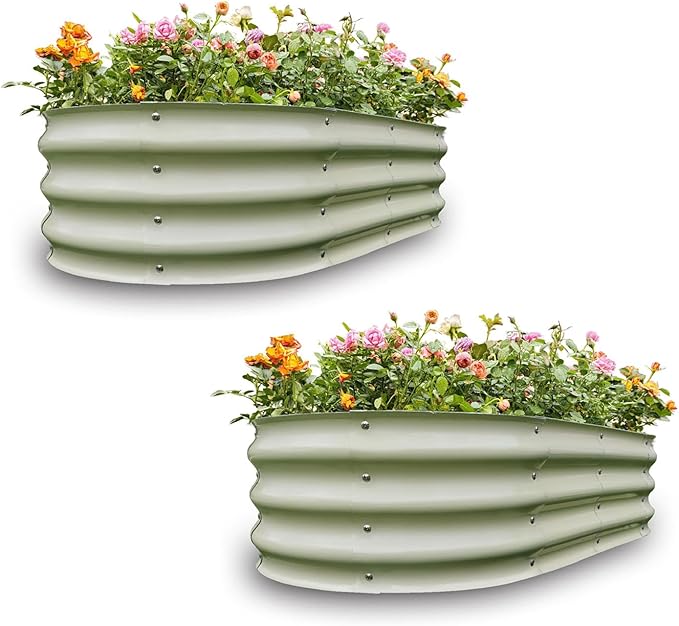 Gardmax 2 Pack Galvanized Raised Garden Bed, Lightweight Planter Boxes Outdoor with Easy Assembly, Large Garden Bed for Vegetables, Fruits, Flower