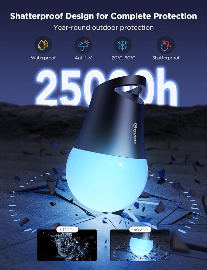 Govee Smart Outdoor String Lights 2, 144ft Outdoor Lights with Dimmable Warm White LED Bulbs, 47 Scene Modes for Patio, Backyard, Balcony, IP65 Waterproof, Works with Alexa, App Control