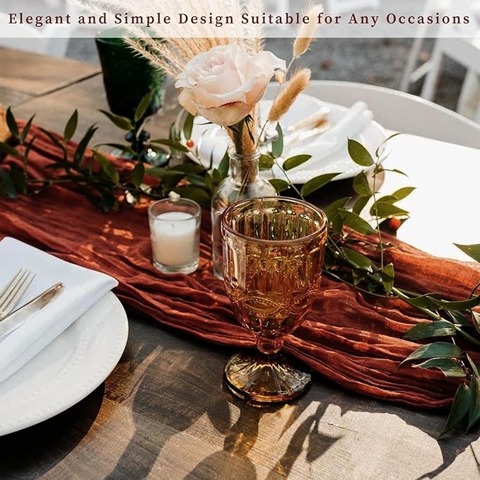 12 Pack Terracotta Cheesecloth Table Runner 10FT Boho Rustic Cheese Cloth Table Runner for Wedding 20 x 120 Inch Long Bridal Shower Baby Shower Gauze Fabric Sheer Birthday Party Table Decorations